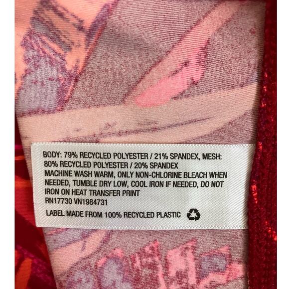 All in Motion Red Pink Orange Tropical Print Bike Short Size XXL - Picture 4 of 4